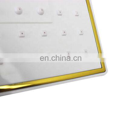 ABS Plastic Bathroom 8 Inches Shower Head White Gold Top Square Over Head Shower and Hand Shower Set photo-4