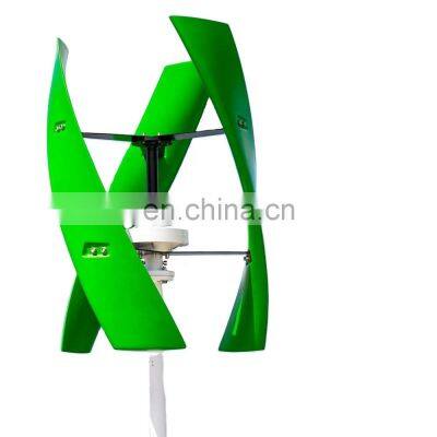 CE 3pcs Green Blades Noiseless Silent Home Sprial Vertical Axis 400w 12v 24v Wind Turbine Generator Kit