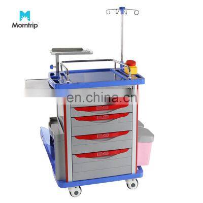 High Quality ABS Medical Mobile Cart Hospital Patient Silent Wheels Nursing Treatment Emergency Trolley With Drawers