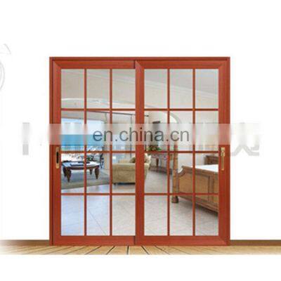 Exterior sound proof wood color aluminum glass folding door