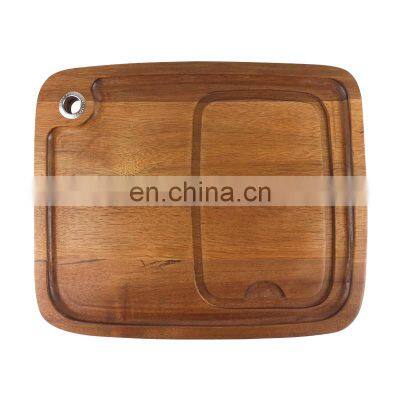 Acacia Wood Cutting Board Steak Plate with Juice Channel Handle Hole