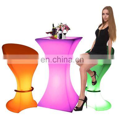 led chairs outdoor /16 colors led plastic high cocktail table and chair waterproof glow light bar night club furniture