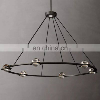 Customized Eclatant Metal Industrial Brass Glass Ball Round Chandelier Home Project Hotel Light Luxury Ceiling Lighting photo-4