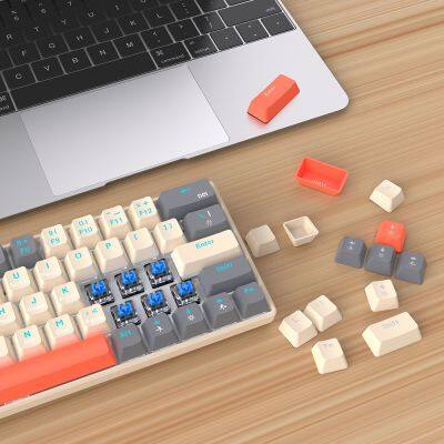 2023 Free Wolf T60 Mechanical Keyboard Color Matching Customized Notebook Office Computer 62 Keys Russian Luminous Game Keyboard
