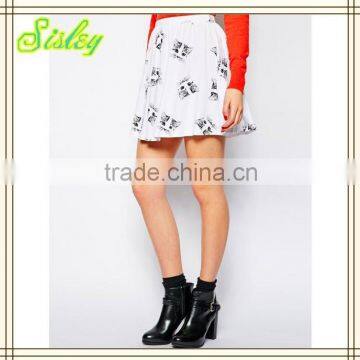 Women Wear Cat Print Mini Skirt