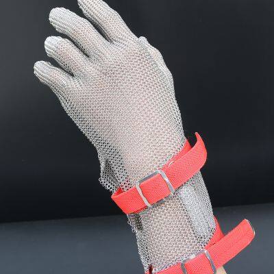316L Butcher Glove Five Finger Stainless Steel Glove Long Cuff Anti Cut Resistantwith 8cm Long Cuff photo-4