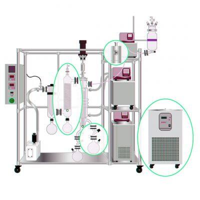 Easy to Operate Glass Wiped Thin Film Evaporator Molecular Fractional Distillation Equipment Machine