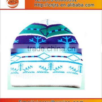 Fashionable jacquard custom knitted snow beanie