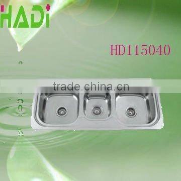 Drop in triple bowl stainless steel sink kitchen HD115040