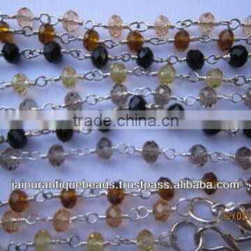 16 INCH CRYSTAL 3MM-4MM FACETED ROUNDELL SILVER POLISH METAL 5 SET OF CHAIN...