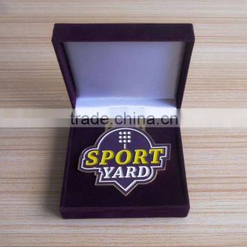 Diameter 80mm SPORT YARD Casting Zamak Golden Plated Sport Ribbon Medal Medallion Packed in Gift Box