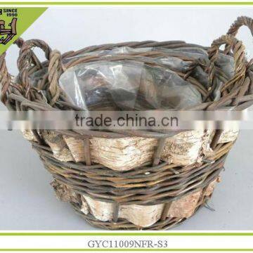 handmade willow cheap laundry wicker basket with ear