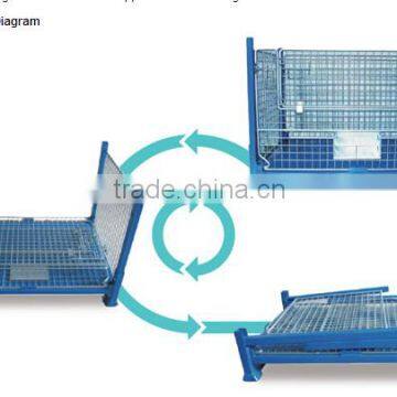 Folding Metal Steel Wire Mesh Pallet Stillage Cage Box Container Basket