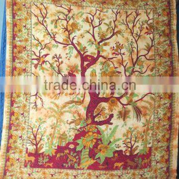 Turquoise Elephant And Big Tree Printed Tapestry Hippie Wall Hanging Mandala Tapestry Indian Cotton Bed Sheets photo-5