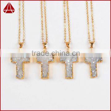Fashion cross gold jewelry wholesale druzy drusy pendant charm  express jewellery                        
                                                Quality Choice