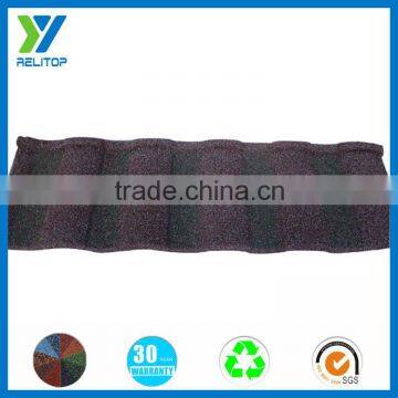 Bent tiles type and color stone coated steel roof tile