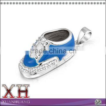 XH 925 Silver Blue Sneaker Baby Boy Shoe Charm Pendant