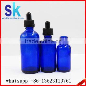 cobalt blue 30ml glass e liquid bottle with sharp stright dropper