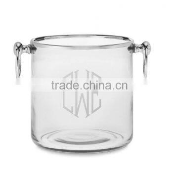 Square ice bucket special design sodalime handblown frosted decal leadfree crystal high quality