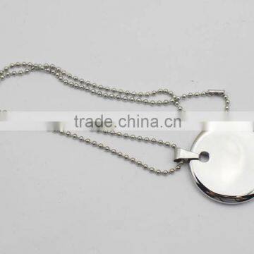 Shiny Stainless Steel Round Tag Pendant Necklace photo-2