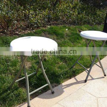 Blow Moulded Metal Leg Folding Stool With Handle