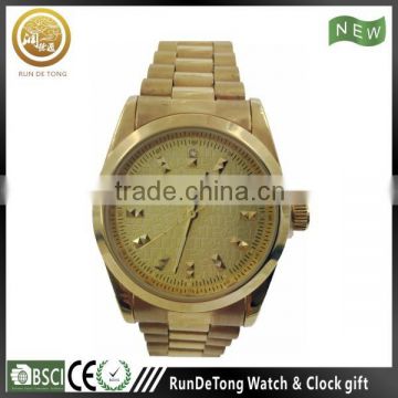 Golden diamond embossed letter dial decorative ring luxury watch