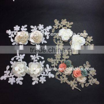 Wedding Bridal Applique,Embroidery Rose Fabric Flower Applique,Floral Flower Pearl Applique photo-4