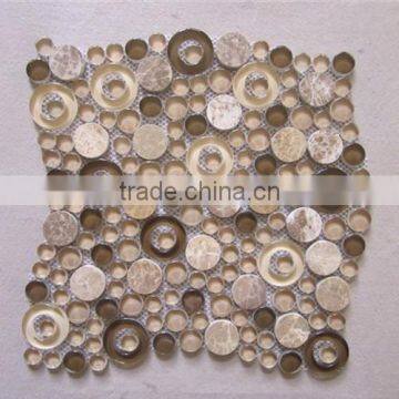 Cheap price laminate crystal glass mixed brushed stainless steel mosaic tile                        
                                                                                Supplier's Choice