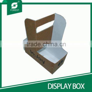 CUSTOM MADE PAPER BOARD DISPLAY BOX FOR PACKAGING TWO BOTTLE WINES WITH HANDLE