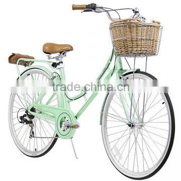 >>>China High Quality 21" 24" 26" Aluminium steel Green Japanese City Bike With Basket KB-DC-63/