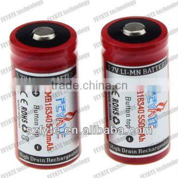 FEYATE IMR 16340 battery CR123 battery 3.7v 550mah rechargeable battery 16340/cr123