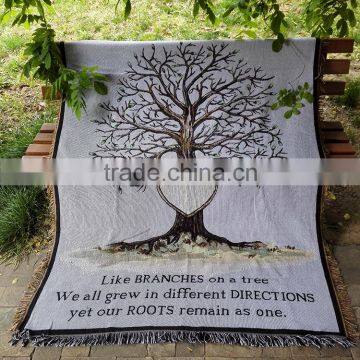 Forest trees and white heart-shaped brother Tapestry Throw Blanket