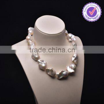 18-22mm white real huge aaa white baroque pearl necklace for wholesale