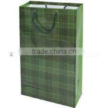 Grid printed paper shopping bag