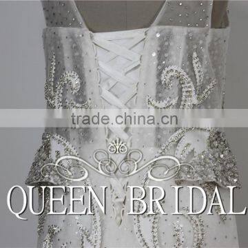 Real Sample Mermaid Heavy Beaded Plus Size Wedding Dress Crystal Embroidery photo-6