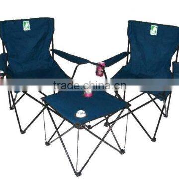 Double folding chair and table, fold up beach picnic garden camping chair set