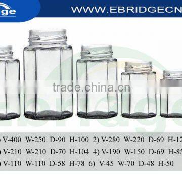 hexagon honey canning clear glass jars for food