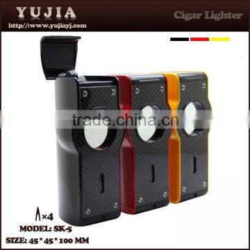 High Grade touch carbon fiber 4 flame cigar lighter with box                        
                                                Quality Choice