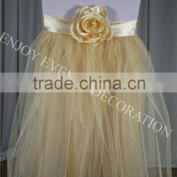 YHC#162 elegant satin flower tutu skirt chiavari chair back cover                        
                                                Quality Choice