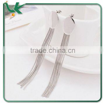 The St. Valentine's Day Gift Shinny Silver Non Pierced Earring with Long Tassel