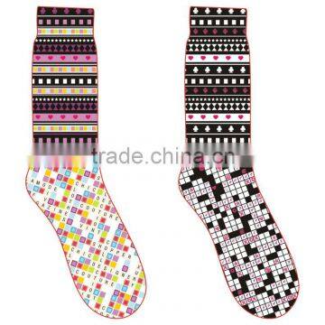 sublimation printed seamless sock manufacturer crew sock