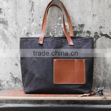 Custom good quality canvas leather bag
