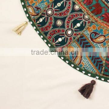 Indian Round Decorative Pillow Covers Indian Throw Pillows Indian Round Cushion Covers Pom Pom Round Pillows photo-4