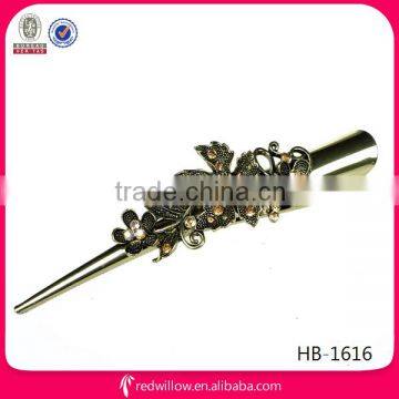 Fashionable antique metal rhinestone flower beak hair clips