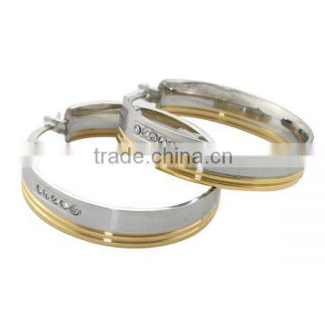 China Supplier,2014 Fashion Stainless Steel Hoop Earring With Big Crystal for Women