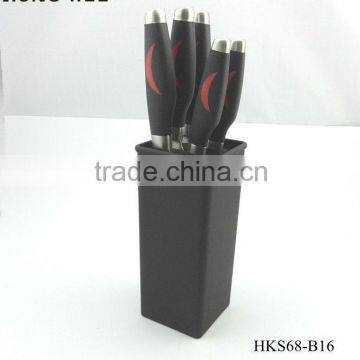5 Piece Soft Grip Knife Set with Universal Block
