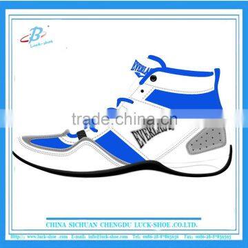 bule new arrived boxing shoe , original design leather wresting shoe, 2016 high quality boxing shoe