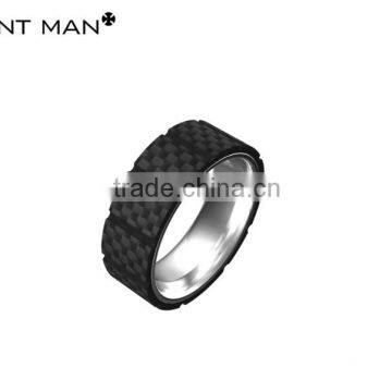 China Manufacturer 8MM Tungsten Carbide Ring Fashion Black Carbon Fiber Tungsten Carbide wedding Band Ring