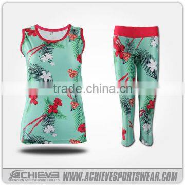 Custom Hot Sexy Fashion Yoga Ladies jerseys Sublimation Printed fitness wear sport