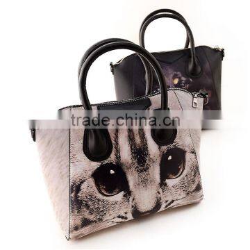 2015 new handbag shoulder bag Messenger bag Korean style PU fashion ladies bag printing cat eyes handbag free shipping
